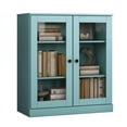 thumbnail image 1 of Palace Imports 100% Solid Wood 3-shelf Bookcase with Adjustable Shelves and Glass Doors, Aqua Blue, 1 of 5
