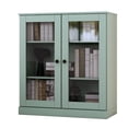thumbnail image 1 of Palace Imports 100% Solid Wood 3-shelf Bookcase with Adjustable Shelves and Glass Doors, Sage, 1 of 5