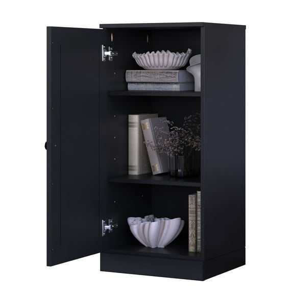 Palace Imports 100% Solid Wood 3-shelf Bookcase with Adjustable Shelves and Solid Door, Black