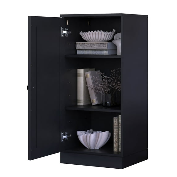 Palace Imports 100% Solid Wood 3-shelf Bookcase with Adjustable Shelves and Solid Door, Black