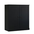 thumbnail image 1 of Palace Imports 100% Solid Wood 3-shelf Bookcase with Adjustable Shelves and Solid Doors, Black, 1 of 4