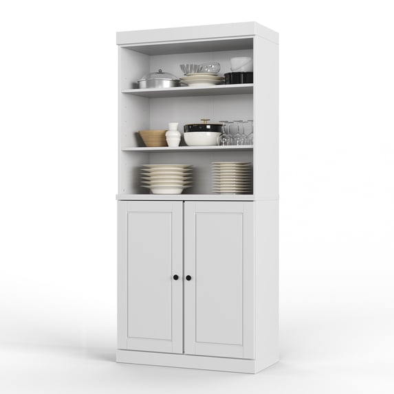 Palace Imports 100% Solid Wood 32" Pantry Cabinet, Solid Wood Doors, White