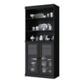 thumbnail image 1 of Palace Imports 100% Solid Wood 32" Kitchen Pantry Storage Cabinet with Glass Doors, Adjustable Shelves and 2-Drawers, Black, 1 of 5