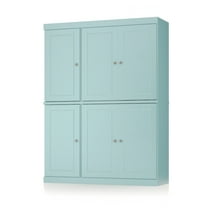 Palace Imports 100% Solid Wood Kitchen Pantry Storage Cabinet with Solid Doors, Adjustable Shelves and 2-Drawers, Aqua Blue