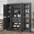 thumbnail image 1 of 100% Solid Wood Kitchen Pantry Storage Cabinet with Solid Doors, Adjustable Shelves and 2-Drawers, Gray, 1 of 6