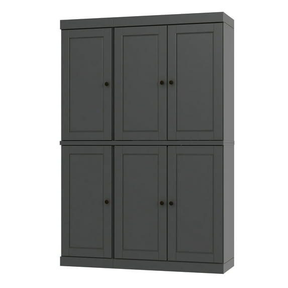 Palace Imports 100% Solid Wood Kitchen Pantry Storage Cabinet with Doors, Adjustable Shelves and 2-Drawers, Gray