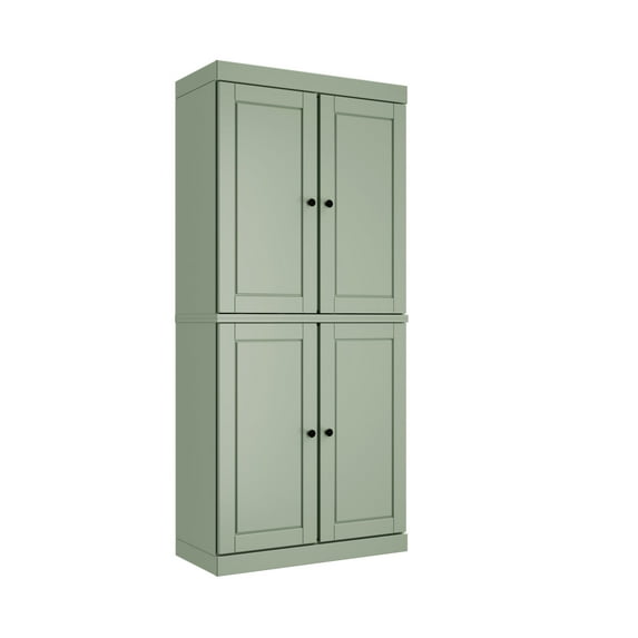 Palace Imports 100% Solid Wood Kitchen Pantry Storage Cabinet with Doors, Adjustable Shelves and 2-Drawers, Sage