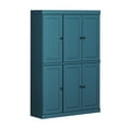 thumbnail image 1 of Palace Imports 100% Solid Wood Kitchen Pantry Storage Cabinet with Doors, Adjustable Shelves and 2-Drawers, Teal Blue, 1 of 5