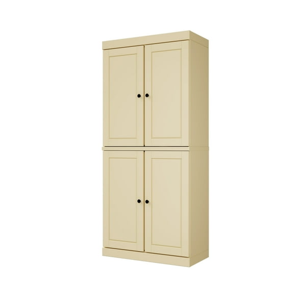 Palace Imports 100% Solid Wood Kitchen Pantry Storage Cabinet with Doors, Adjustable Shelves and 2-Drawers, Yellow