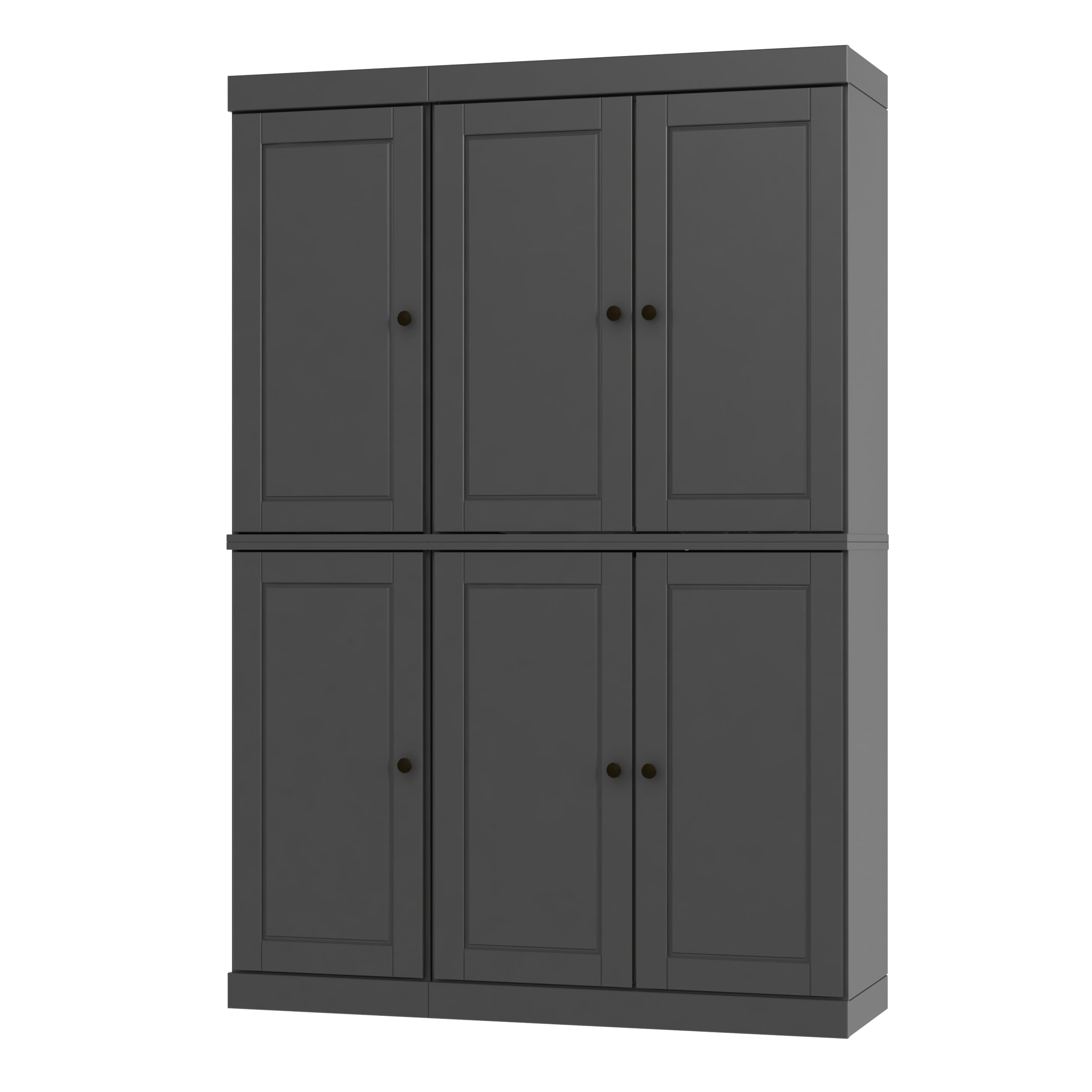 Palace Imports 100% Solid Wood Kitchen Pantry Storage Cabinet with Doors and Adjustable Shelves, 6-Door, Gray
