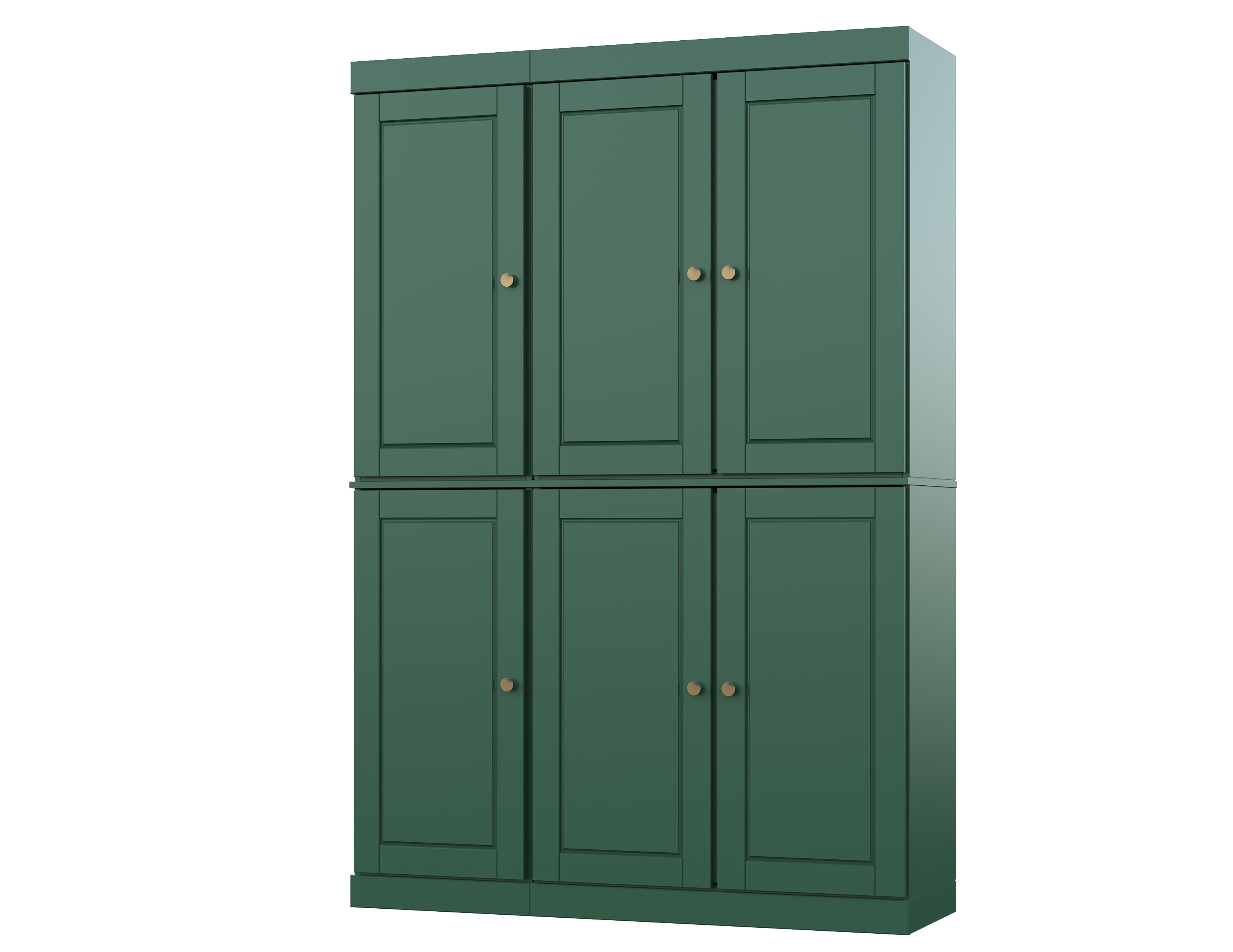 Green Solid Wood Raised Panel Pantry Cabinet with Adjustable Shelves