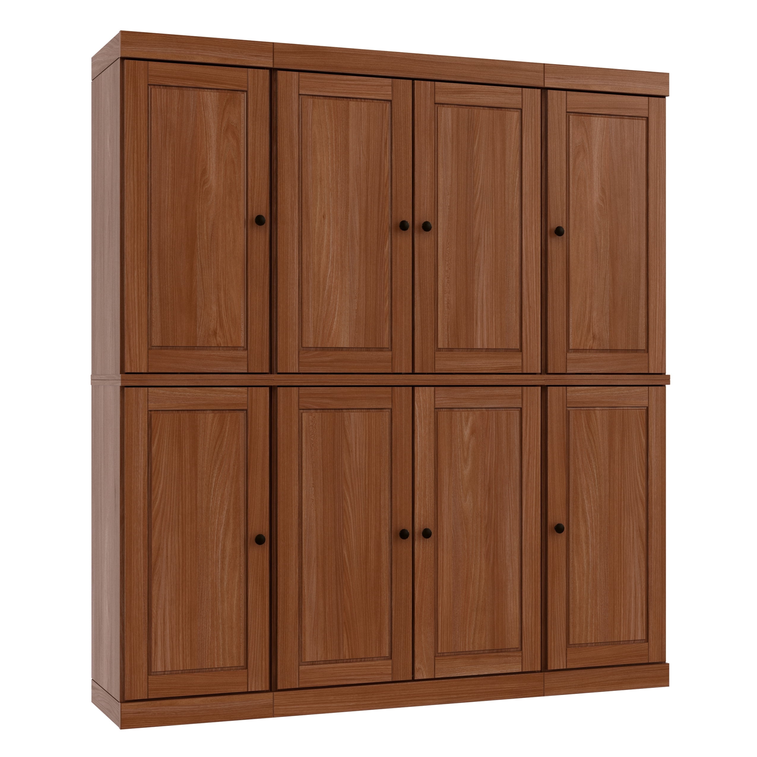 100% Solid Wood Kitchen Pantry Storage Cabinet with Solid Doors and Adjustable Shelves, Mocha Wooden Modular Tall Cabinets