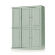 Palace Imports 100% Solid Wood Kitchen Pantry Storage Cabinet with Doors and Adjustable Shelves, 6-Door, Sage