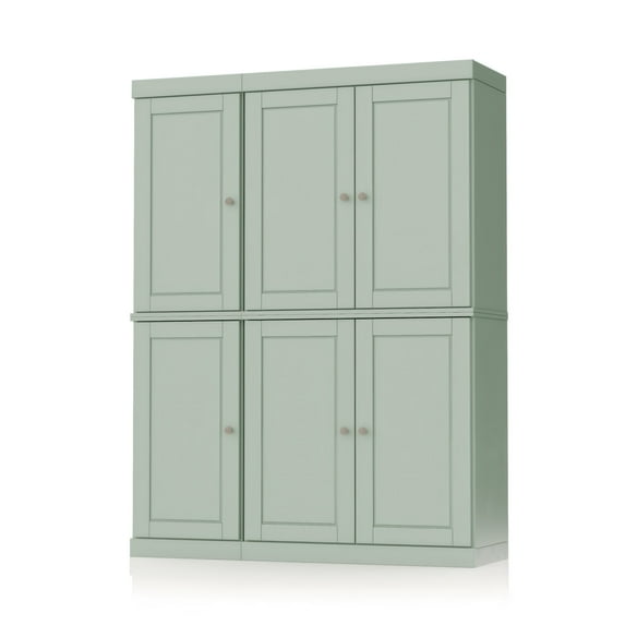 Palace Imports 100% Solid Wood Kitchen Pantry Storage Cabinet with Doors and Adjustable Shelves, 6-Door, Sage