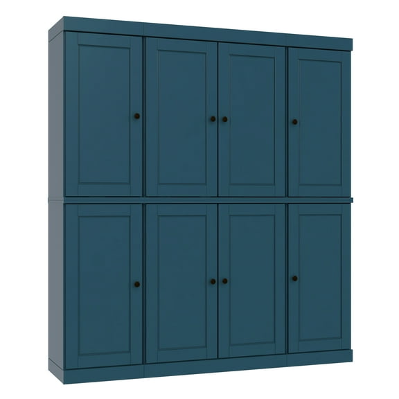Palace Imports 100% Solid Wood Kitchen Pantry Storage Cabinet with Solid Doors and Adjustable Shelves, Teal Blue