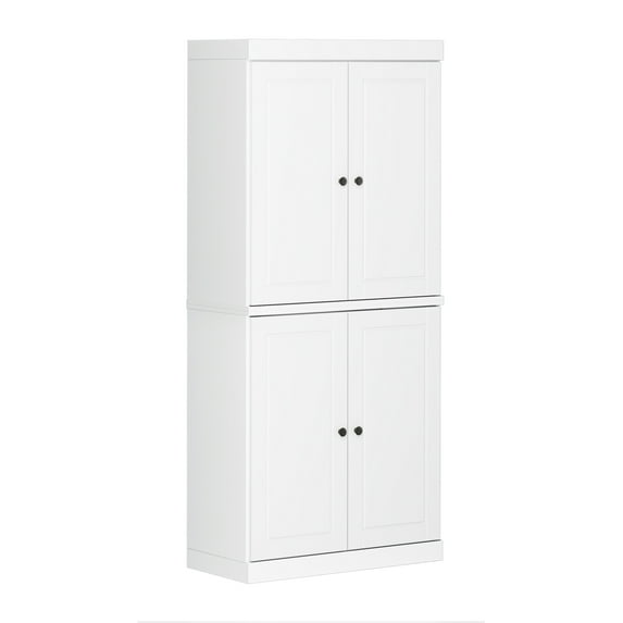 Palace Imports 100% Solid Wood Kitchen Pantry Storage Cabinet with Doors and Adjustable Shelves, White