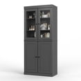 thumbnail image 1 of Palace Imports 100% Solid Wood Kitchen Pantry Storage Cabinet with Glass Doors, Adjustable Shelves and 2-Drawers, Gray, 1 of 5