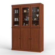 Palace Imports 100% Solid Wood Kitchen Pantry Storage Cabinet with Glass Doors, Adjustable Shelves and 2-Drawers, White