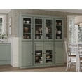 thumbnail image 1 of 100% Solid Wood Kitchen Pantry Storage Cabinet with Glass Doors, Adjustable Shelves and 2-Drawers, Sage Wooden China Cabinet, 1 of 5