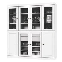 Palace Imports 100% Solid Wood Kitchen Pantry Storage Cabinet with Solid, Glass Doors, Adjustable Shelves and 2-Drawers, White