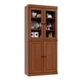 thumbnail image 1 of Palace Imports 100% Solid Wood Kitchen Pantry Storage Cabinet with Glass & Raised Panel Doors and Adjustable Shelves, 4-Door, Mocha, 1 of 6