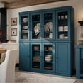 thumbnail image 1 of Palace Imports 100% Solid Wood Kitchen Pantry Storage Cabinet with Solid, Clear Glass Doors and Adjustable Shelves, Teal Blue, 1 of 2