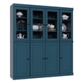 thumbnail image 1 of Palace Imports 100% Solid Wood Kitchen Pantry Storage Cabinet with Clear Glass, Solid Doors and Adjustable Shelves, Teal Blue, 1 of 5