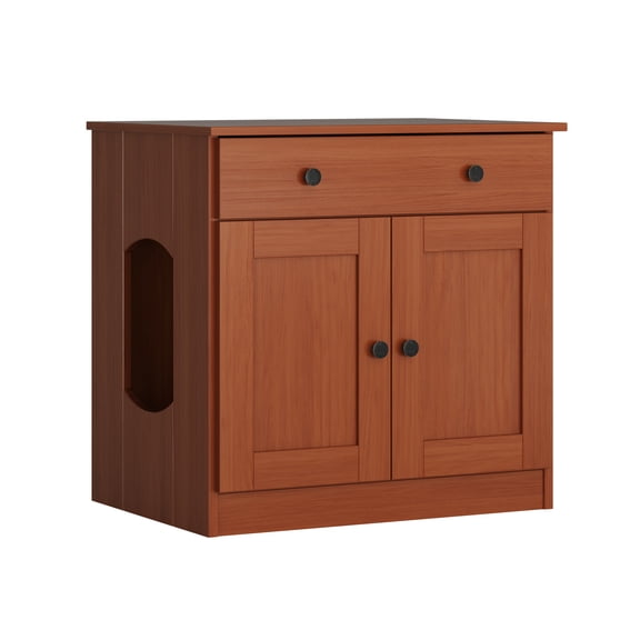 Palace Imports 100% Solid Wood Ziva 2-Door Cat Litter Box Enclosure with 2-Drawers, Mocha