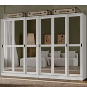 Palace Imports, Inc. Palace Imports 100% Solid Wood Wall Closet System of Wardrobe Armoires with Mirrored, Louvered or Raised Panel Sliding Doors