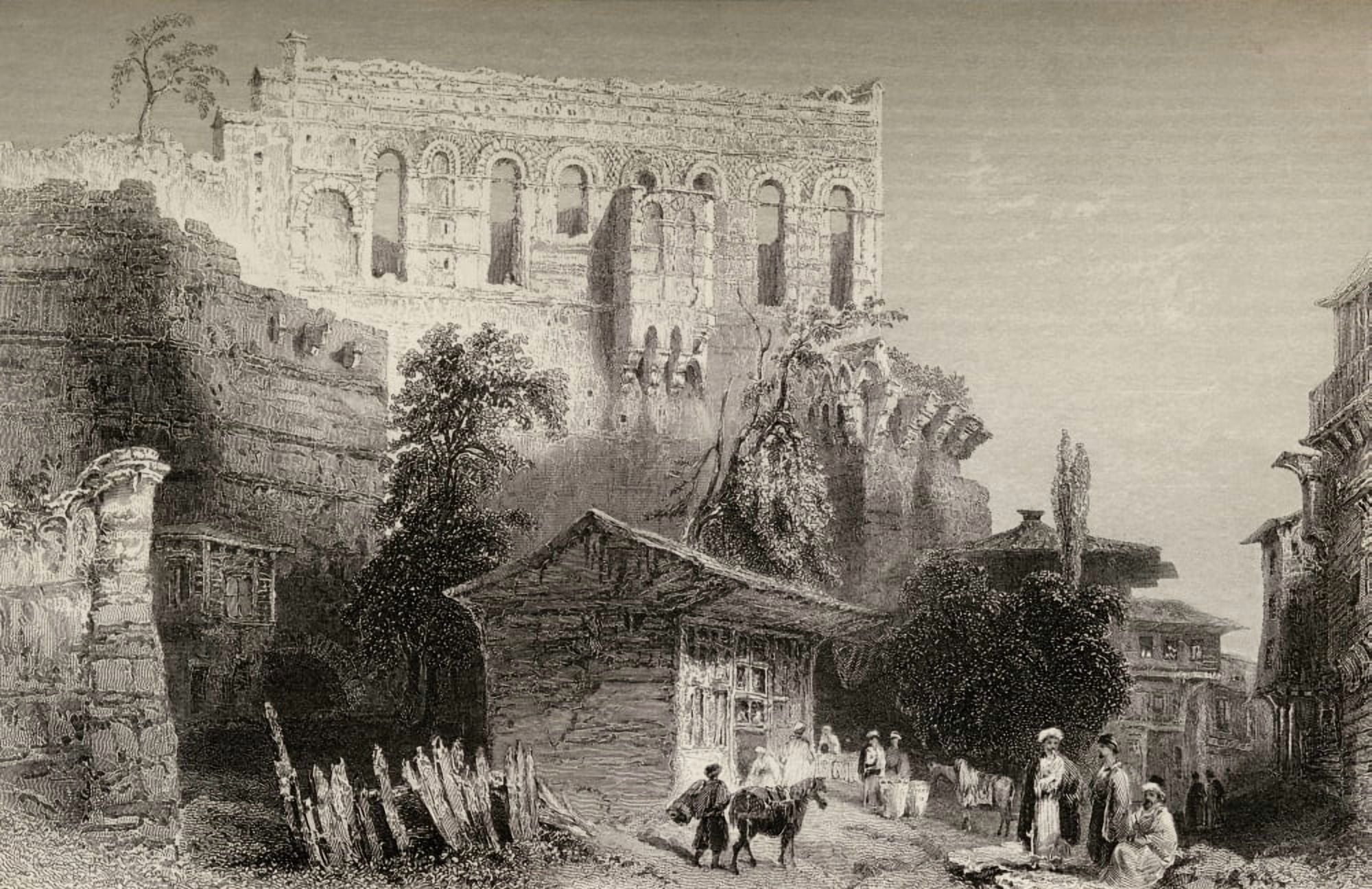 Palace Of Belisarius Turkey Istanbul Drawn By WHBartlett Canvas Art - Ken Welsh Design Pics (18 x 11)