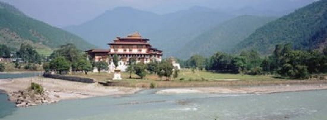 Palace On A Riverbank Punakha Dzong Punakha Bhutan Canvas Art - Panoramic Images (18 x 7)