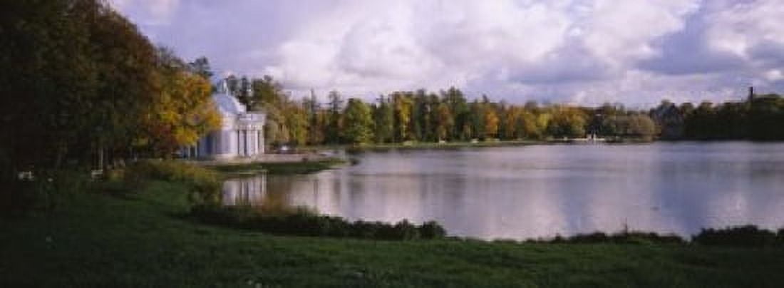 Palace at the lakeside Catherine Palace Pushkin St Petersburg Russia Canvas Art - Panoramic Images (18 x 7)