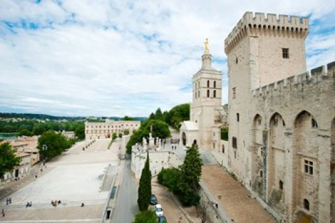Palace in a city Notre-Dame Des Domes Le Palais des Papes Palais Des Papes Provence-Alpes-Cote dAzur France Canvas Art - Panoramic Images (36 x 24)