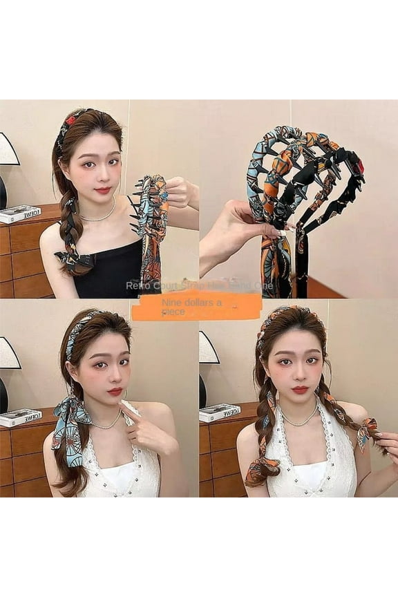 Palace style floral headbands, toothed combs, wavy high skull headbands, front and back two straps, retro palace headbands, 2025 new style