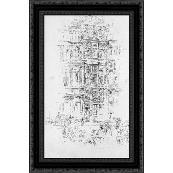 Palaces, Brussels 18x24 Black Ornate Wood Framed Canvas Art by Whistler, James Abbott McNeill
