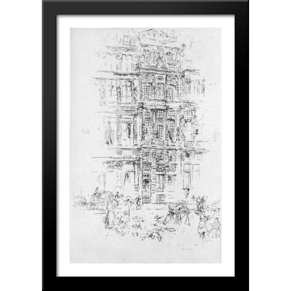 Palaces, Brussels 28x40 Large Black Wood Framed Print Art by James Abbott McNeill Whistler