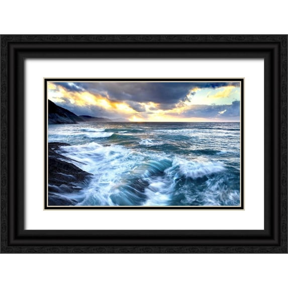 Palacios, J.A. 14x10 Black Ornate Wood Framed with Double Matting Museum Art Print Titled - Sea twilight 839