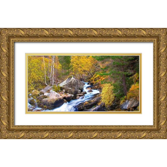 Palacios, J.A. 32x18 Gold Ornate Wood Framed with Double Matting Museum Art Print Titled - Forest and river 803