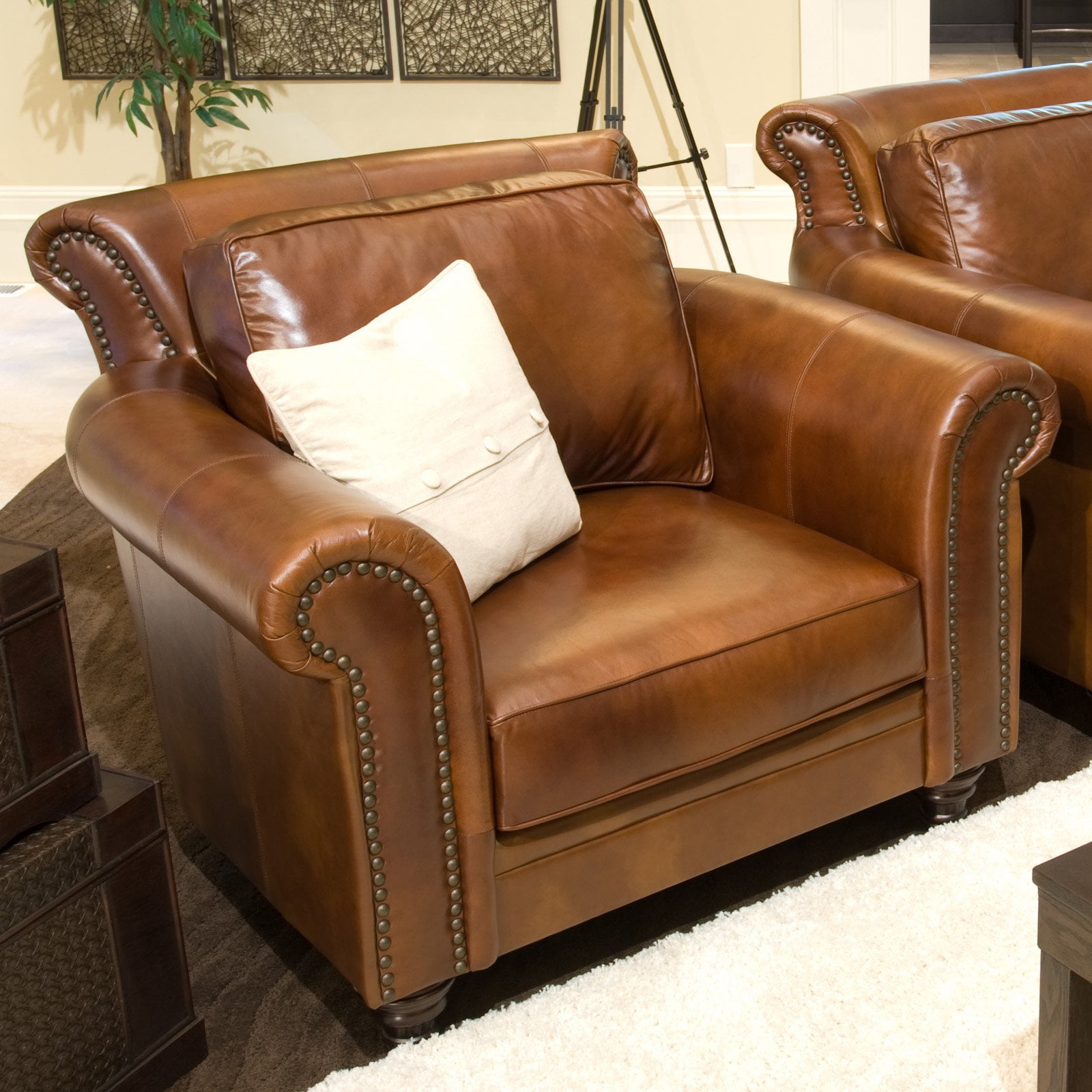 Paladia Top Grain Leather Accent Chair in Rustic