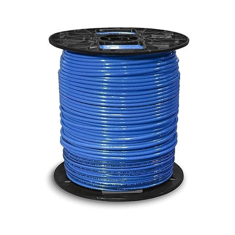 14 AWG Solid Copper THHN/THWN-2 Wire - 10 Ft Blue, 600V Building Wire For Electrical Projects