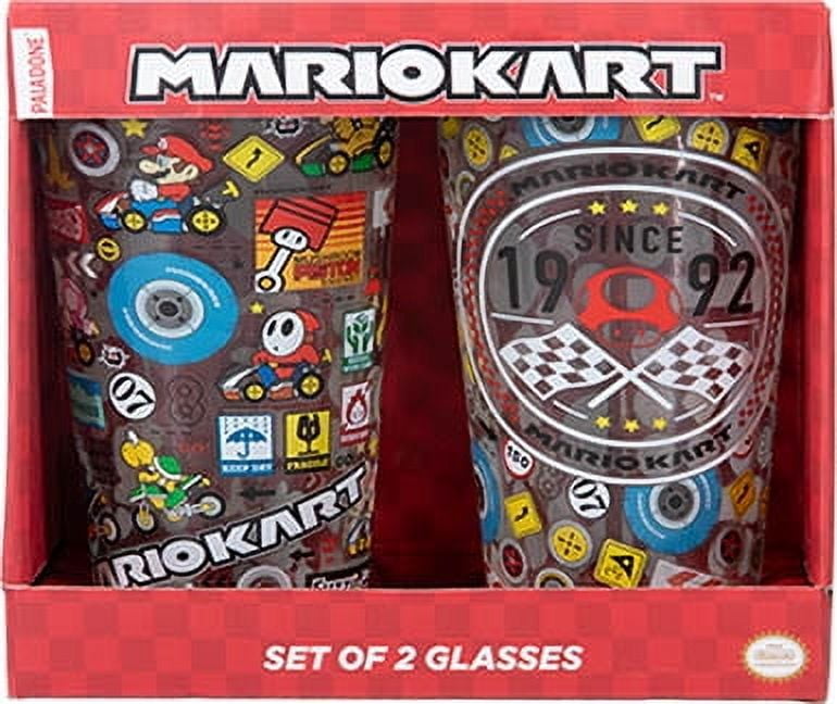 Paladone Mario Kart Inspired Drinking Glass Tumbler Cups Set of 2 Glasses