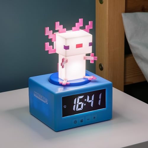 Paladone Minecraft Axolotl Digital Alarm Clock with Night Light ...