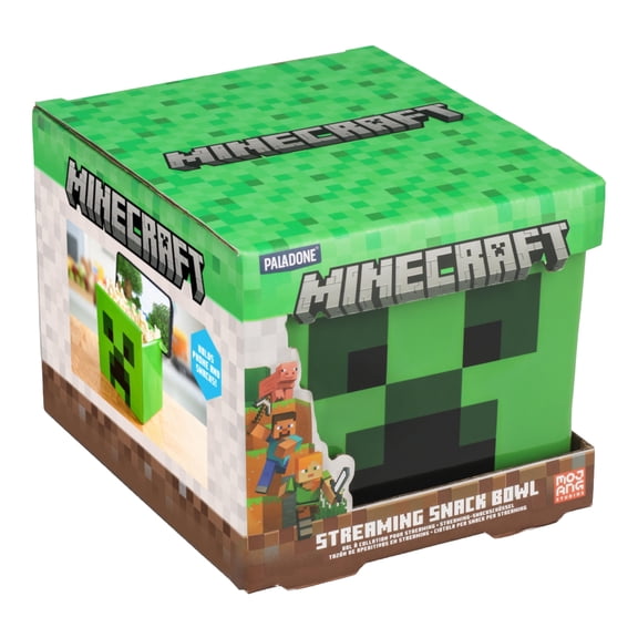 Paladone Minecraft Creeper Ceramic Streaming Snack Bowl with Phone Holder, Officially Licensed Kitchenware Gaming Gifts for Boys, Girls, Kids and Adults, Green