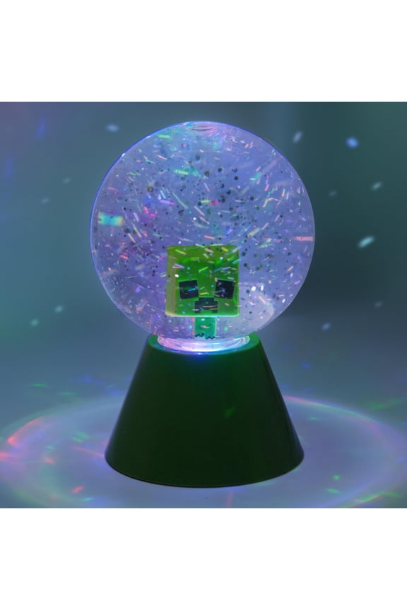 Minecraft Creeper LED Glitter Ball, Officially Licensed Colour Changing LED Snow Globe for Kids and Teens, Gaming Merchandise, Compact Design