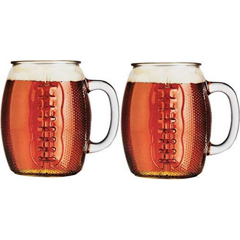 Wholesale 4pc 16oz Glass Beer Mugs w/ Football Decal C/P 6