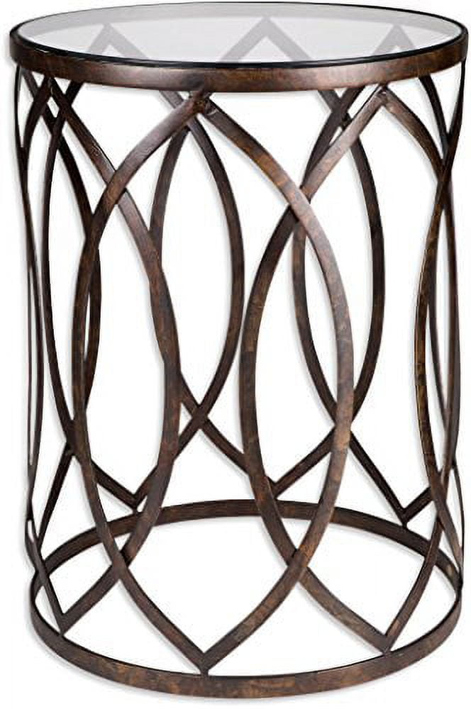 Palais Furnishings 'Feuilles' Metal Barrel End Table, (Golden Accent