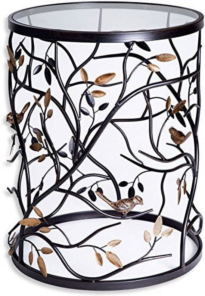 Palais Furnishings 'Feuilles' Metal Barrel End Table, Leaf Design