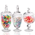 thumbnail image 1 of Palais Glassware Clear Glass Apothecary Jars - Set of 3 - Wedding Candy Buffet Containers, 1 of 7