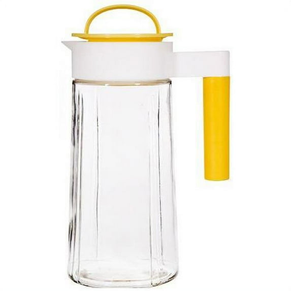 Palais Glassware Clear Glass Pitcher - 60 Oz.- with Colored Lid and Spout (Ye...