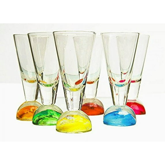 Palais Glassware Elegant Clear 2 Oz. Shot Glass with Multicolored Ball Base -...